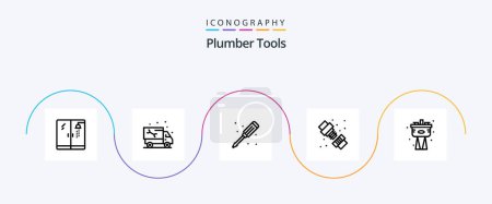 Téléchargez les illustrations : Plumber Line 5 Icon Pack Including plumber. plumbing. mechanical. plumber. joint - en licence libre de droit