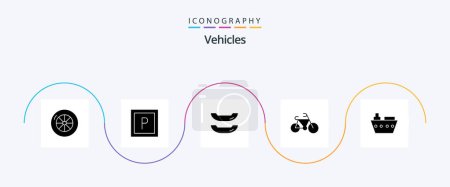 Ilustración de Vehicles Glyph 5 Icon Pack Including . transport. vehicles - Imagen libre de derechos