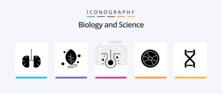 Téléchargez les illustrations : Biology Glyph 5 Icon Pack Including biology. experiment. science. danger. biology. Creative Icons Design - en licence libre de droit