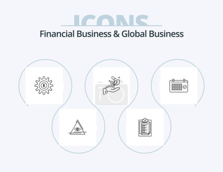 Ilustración de Financial Business And Global Business Line Icon Pack 5 Icon Design. partner. handshake. time. deal. share - Imagen libre de derechos