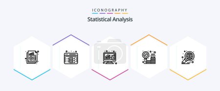 Ilustración de Análisis estadístico Paquete de iconos de 25 líneas incluyendo análisis. Dinero. web. finanzas. evaluación en línea - Imagen libre de derechos