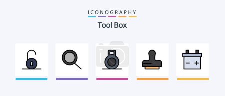 Téléchargez les illustrations : Tools Line Filled 5 Icon Pack Including . clock. . Creative Icons Design - en licence libre de droit