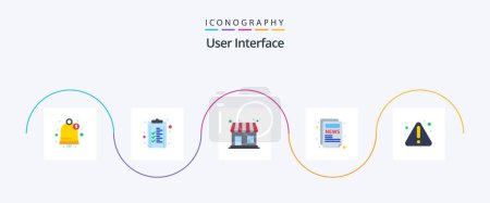 Illustration for User Interface Flat 5 Icon Pack Including . notice. market store. error. blog - Royalty Free Image
