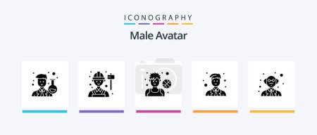 Illustration for Male Avatar Glyph 5 Icon Pack Including person. site. athlete. man. player. Creative Icons Design - Royalty Free Image