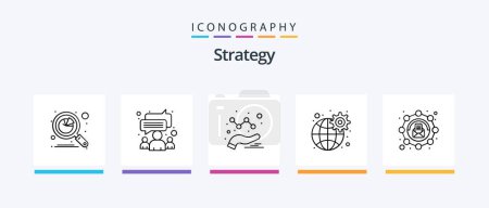 Téléchargez les illustrations : Strategy Line 5 Icon Pack Including success. partnership. analytics. idea. creative. Creative Icons Design - en licence libre de droit
