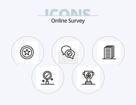 Ilustración de Online Survey Line Icon Pack 5 Icon Design. play. monitor. black. marketing. business - Imagen libre de derechos