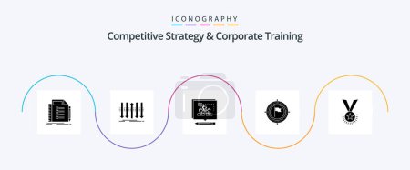 Ilustración de Competitive Strategy And Corporate Training Glyph 5 Icon Pack Including deadline. aim. forward. debate. business - Imagen libre de derechos