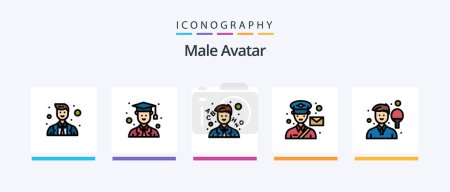 Illustration for Male Avatar Line Filled 5 Icon Pack Including fencing. fencing. avatar. news. communication. Creative Icons Design - Royalty Free Image