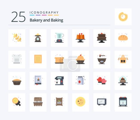 Téléchargez les illustrations : Baking 25 Flat Color icon pack including cakes. baking. baked. jug - en licence libre de droit