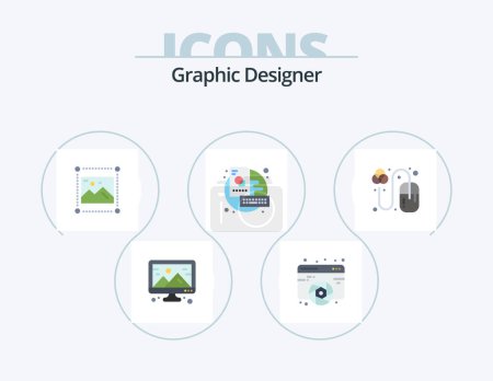 Téléchargez les illustrations : Graphic Designer Flat Icon Pack 5 Icon Design. créatif. Clé. web. tableau. graphiques - en licence libre de droit