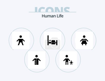 Téléchargez les illustrations : Icône de glyphe humaine Pack 5 Icône Design. les gens. les gens. Mon père. dans la chambre. personnes - en licence libre de droit