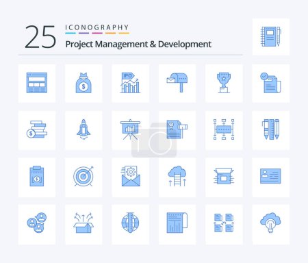 Illustration for Project Management And Development 25 Blue Color icon pack including mail box . letter box. business. public. modern - Royalty Free Image