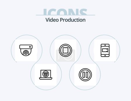 Ilustración de Línea de producción de vídeo Icon Pack 5 Icon Design. compartir. canción. cámara. Grabación. social - Imagen libre de derechos
