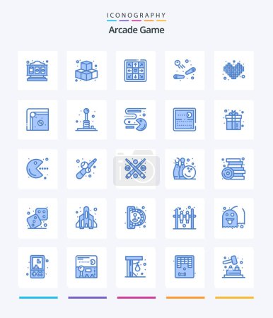 Ilustración de Creative Arcade 25 Blue icon pack  Such As air hockey. play. play. games. play - Imagen libre de derechos