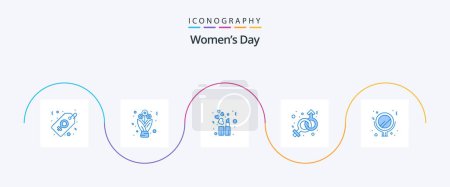 Illustration for Womens Day Blue 5 Icon Pack Including mirror. beauty. fashion. venus. gender - Royalty Free Image