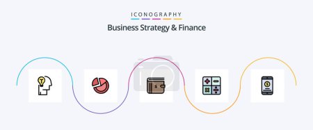 Ilustración de Estrategia de negocios y línea de finanzas llenas de paquete de iconos plano 5, incluidas las matemáticas. calcular. negocios. pago. dólar - Imagen libre de derechos