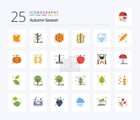 Illustration for Autumn 25 Flat Color icon pack including autumn. nature. autumn. leaf. autumn - Royalty Free Image