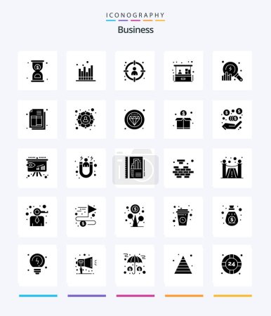 Téléchargez les illustrations : Creative Business 25 Glyph Solid Black icon pack  Such As small business. home business. modern. investment. select - en licence libre de droit