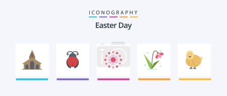Illustration for Easter Flat 5 Icon Pack Including chicken. plant. spring. easter. easter. Creative Icons Design - Royalty Free Image