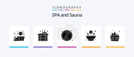 Illustration for Sauna Glyph 5 Icon Pack Including . yin. spa. bathhouse. Creative Icons Design - Royalty Free Image