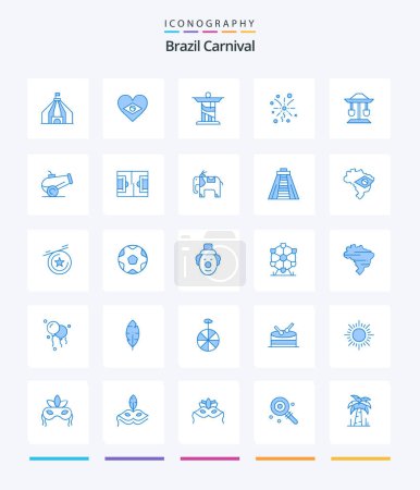 Illustration for Creative Brazil Carnival 25 Blue icon pack  Such As balance. well. christ. drum. light - Royalty Free Image