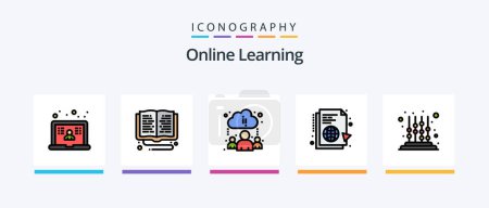Illustration for Online Learning Line Filled 5 Icon Pack Including document. mobile. study. learning. school. Creative Icons Design - Royalty Free Image