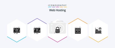 Photo for Web Hosting 25 Glyph icon pack including database. error. tools. browser. planet - Royalty Free Image