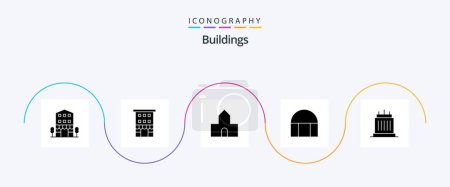 Illustration for Buildings Glyph 5 Icon Pack Including real. landmarks. christian building. estate. mosque - Royalty Free Image