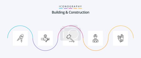 Illustration for Building And Construction Line 5 Icon Pack Including building. legal. gage. law. gavel - Royalty Free Image