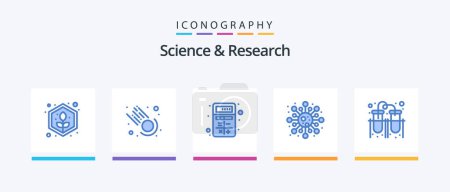 Ilustración de Science Blue 5 Icon Pack Incluye laboratorio. Estudia. aplicación. ciencia. celular. Diseño de iconos creativos - Imagen libre de derechos