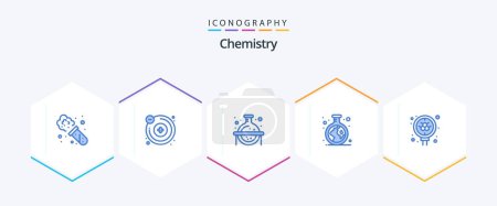 Ilustración de Química 25 Azul paquete de iconos incluyendo la búsqueda. molécula. ciencia. átomo. estudio - Imagen libre de derechos