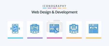 Illustration for Web Design And Development Blue 5 Icon Pack Including . web page. touch. site. design. Creative Icons Design - Royalty Free Image