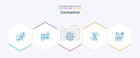 Ilustración de Coronavirus 25 Envase icono azul incluyendo hebra. genética. medicina. ADN. malware - Imagen libre de derechos