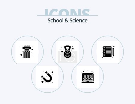 Ilustración de Escuela y ciencia Glyph Icon Pack 5 Diseño de iconos. cuaderno. Una placa. patrimonio. recompensa. premio - Imagen libre de derechos
