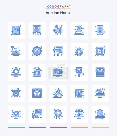 Téléchargez les illustrations : Creative Auction 25 Blue icon pack  Such As phone. money. tag. donation. trade - en licence libre de droit