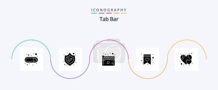 Illustration for Tab Bar Glyph 5 Icon Pack Including . like. p. heart. wish list - Royalty Free Image