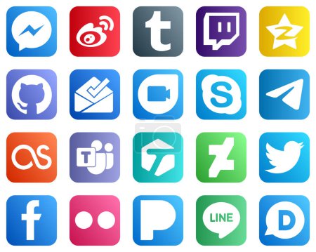 Ilustración de 20 Stylish Social Media Icons such as telegram. skype. twitch. google duo and github icons. Clean and professional - Imagen libre de derechos