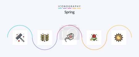 Illustration for Spring Line Filled Flat 5 Icon Pack Including light. sun. beverage. summer. flower - Royalty Free Image