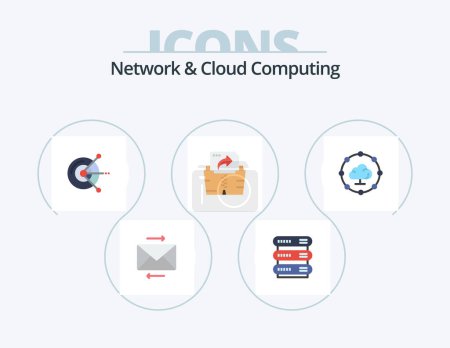 Illustration for Network And Cloud Computing Flat Icon Pack 5 Icon Design. share. cloud computing. computer. folder. computing - Royalty Free Image