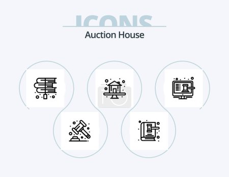 Illustration for Auction Line Icon Pack 5 Icon Design. schedule. tag. advertising. ok. check - Royalty Free Image