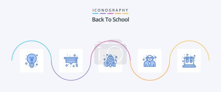Illustration for Back To School Blue 5 Icon Pack Including test. school. learn. education. school - Royalty Free Image