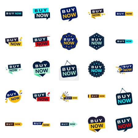 Ilustración de Buy Now 25 Unique Typographic Designs for a personalized buying message - Imagen libre de derechos