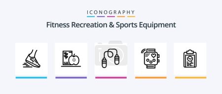 Ilustración de Fitness Recreation And Sports Equipment Line 5 Icon Pack Including dieting. banned. jumping. ban. progress. Creative Icons Design - Imagen libre de derechos