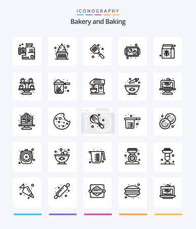 Téléchargez les illustrations : Cuisson créative 25 OutLine icône pack tels que la nourriture. cuisiner. cuit au four. des cookies. spatule - en licence libre de droit
