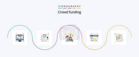 Illustration for Crowdfunding Flat 5 Icon Pack Including income. analysis. mountain. fund. webpage - Royalty Free Image