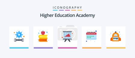 Ilustración de Academy Flat 5 Icon Pack Including bag. school. chalkboard. schedule. education. Creative Icons Design - Imagen libre de derechos
