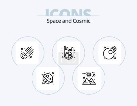 Téléchargez les illustrations : Space Line Icon Pack 5 Icon Design. parabola. car. space. antenna. balloon - en licence libre de droit