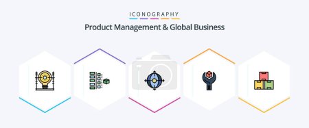 Illustration for Product Managment And Global Business 25 FilledLine icon pack including sdk. develop. planning. config. management - Royalty Free Image
