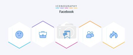 Illustration for Facebook 25 Blue icon pack including heating. team. mark. users. friends - Royalty Free Image