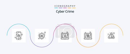 Ilustración de Cyber Crime Line 5 Icon Pack Including attention. alert. encryption. virus. device - Imagen libre de derechos